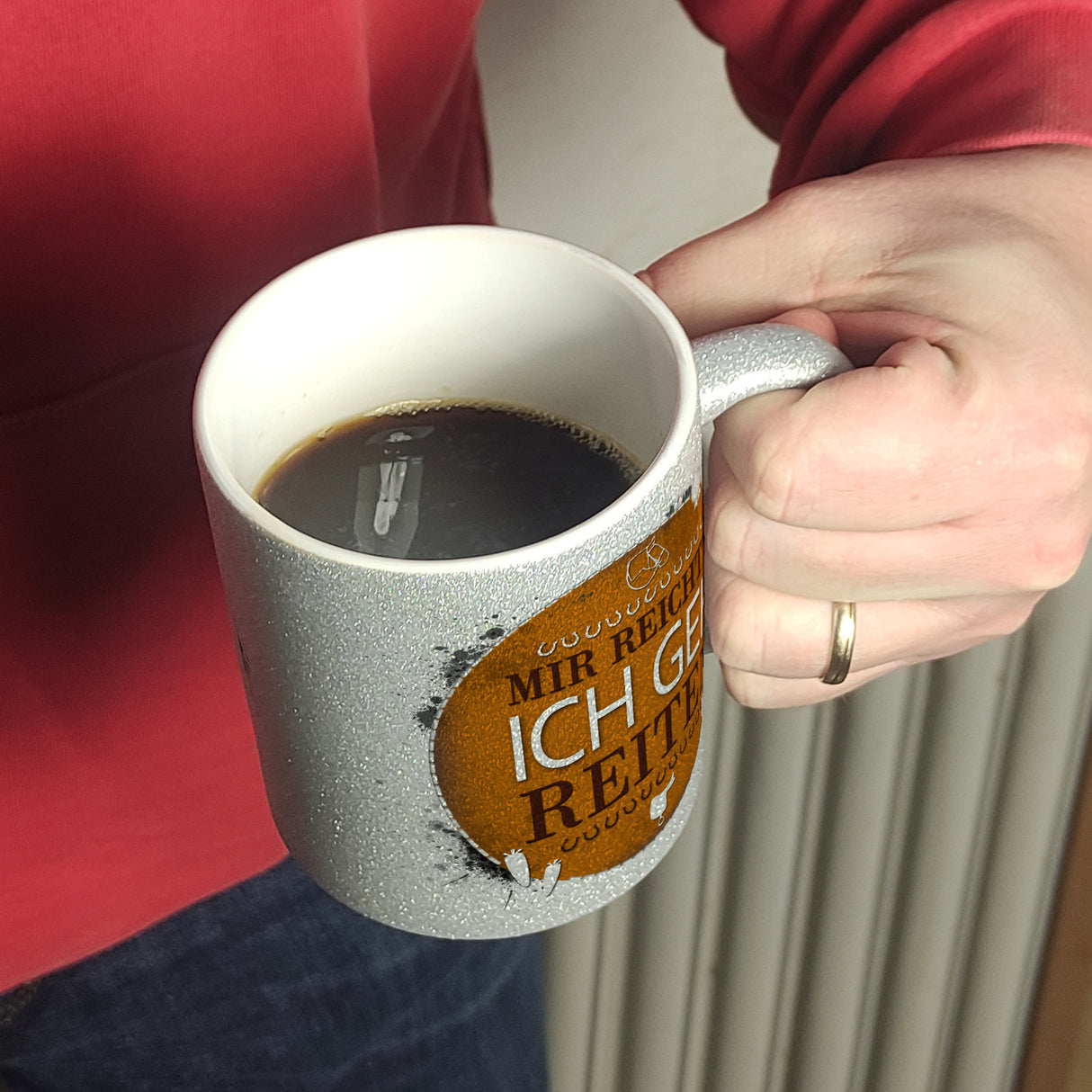 Kaffeebecher mit Spruch: Mir reicht's! Ich geh reiten