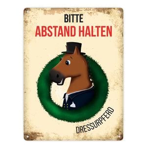 Metallschild mit Dressurpferd - Hängerschild, Anhängerschild