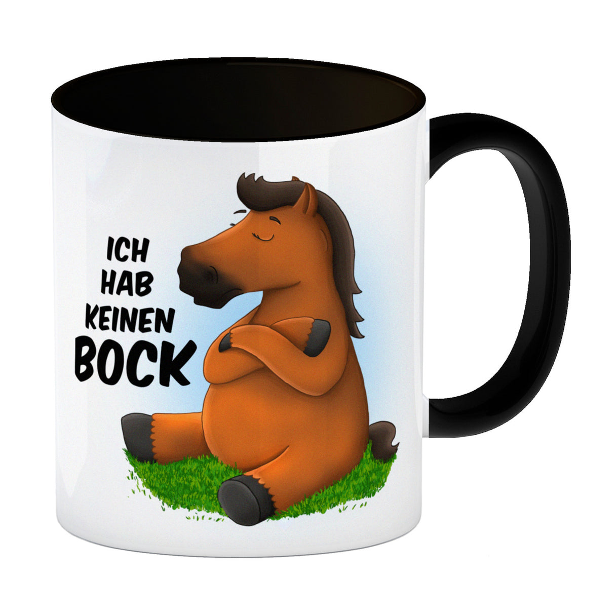 Ich hab keinen Bock Kaffeebecher mit Pferde Motiv