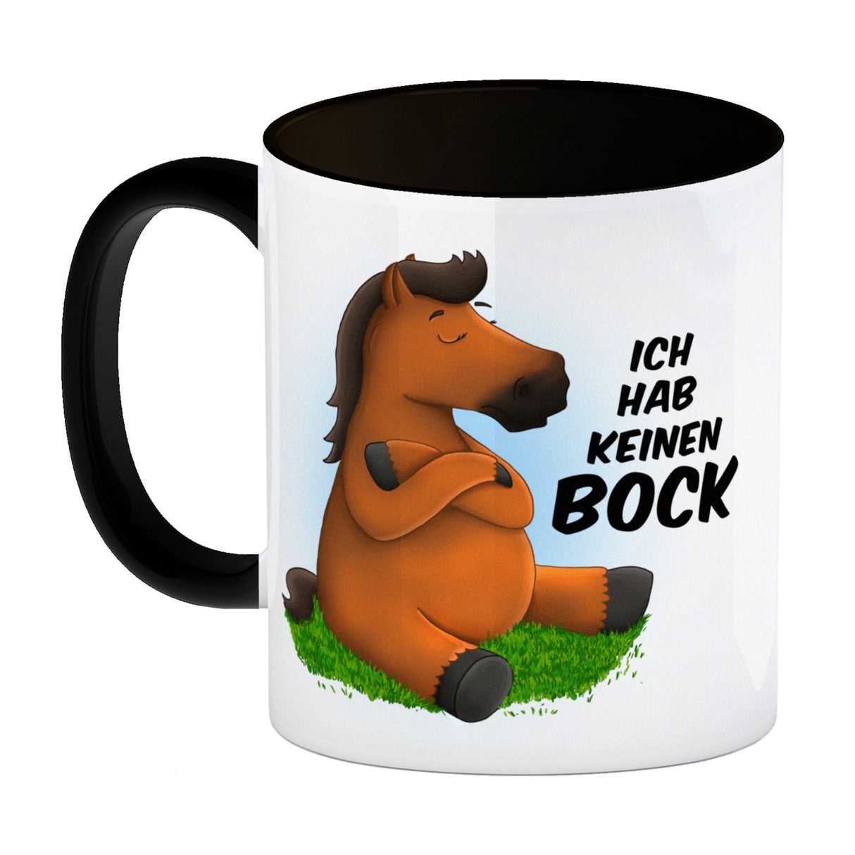 Ich hab keinen Bock Kaffeebecher mit Pferde Motiv