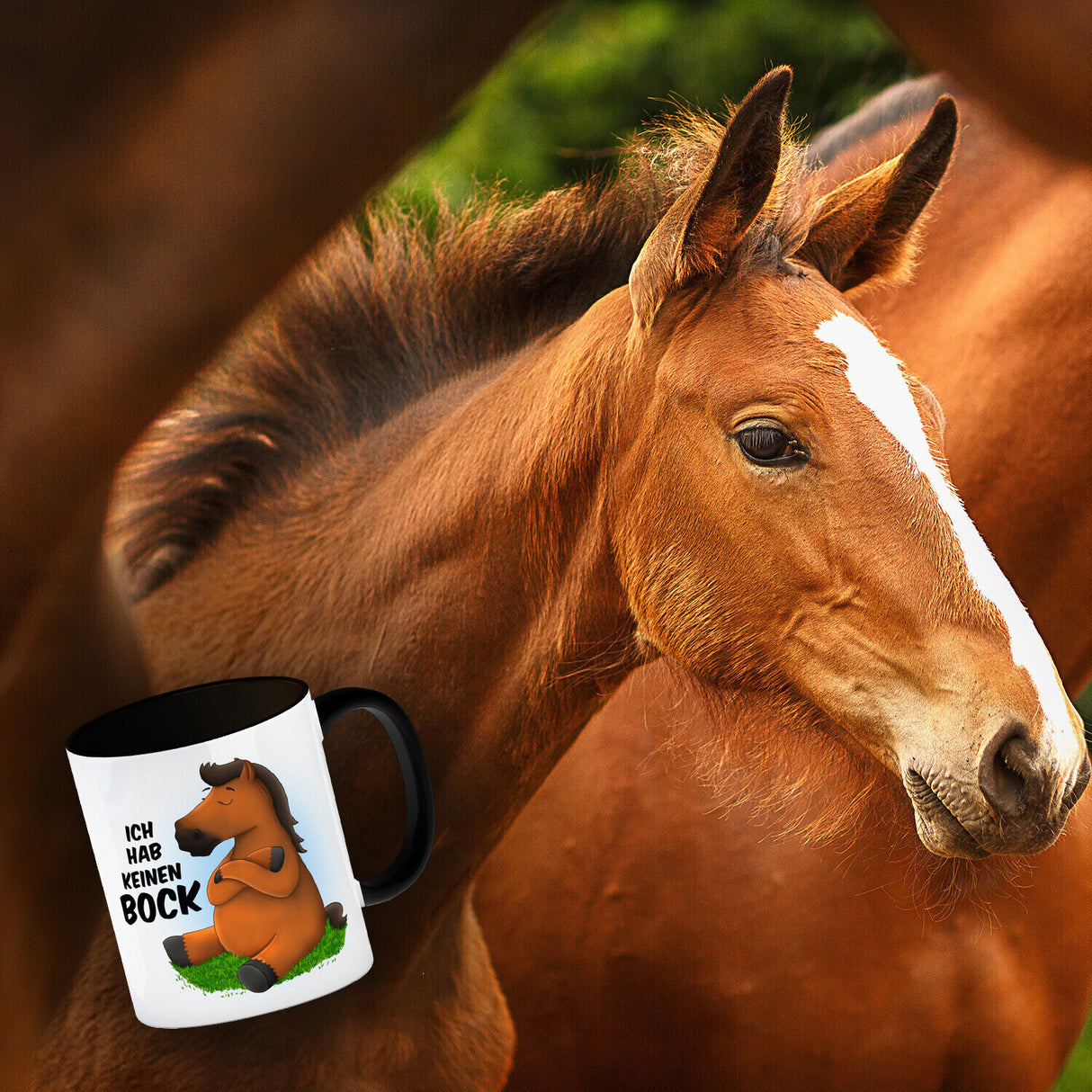 Ich hab keinen Bock Kaffeebecher mit Pferde Motiv