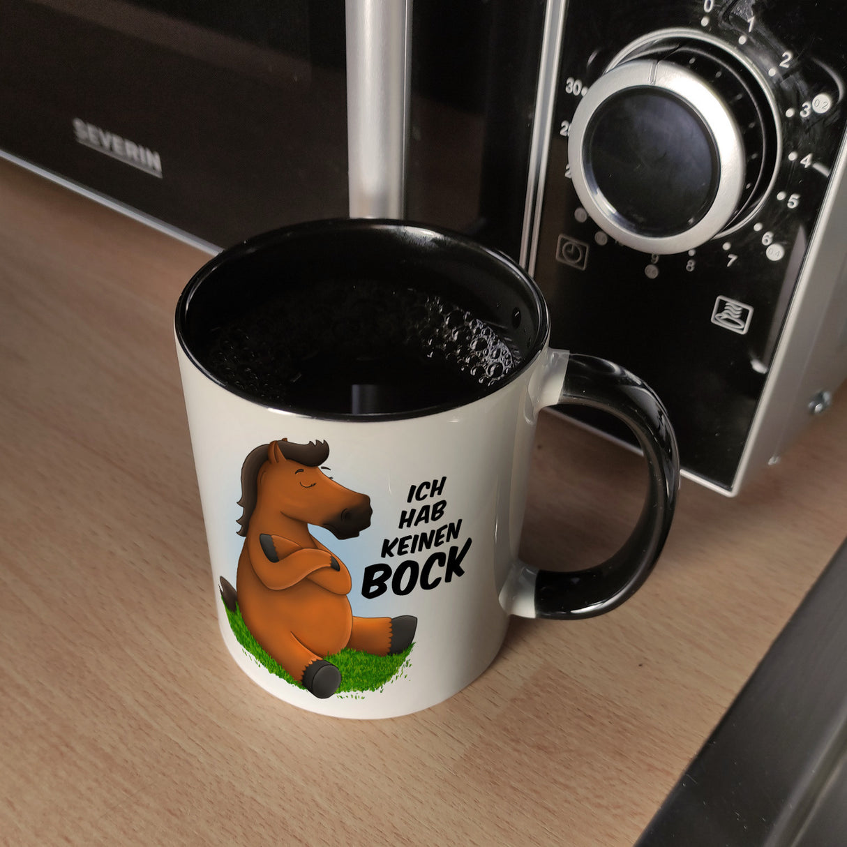 Ich hab keinen Bock Kaffeebecher mit Pferde Motiv