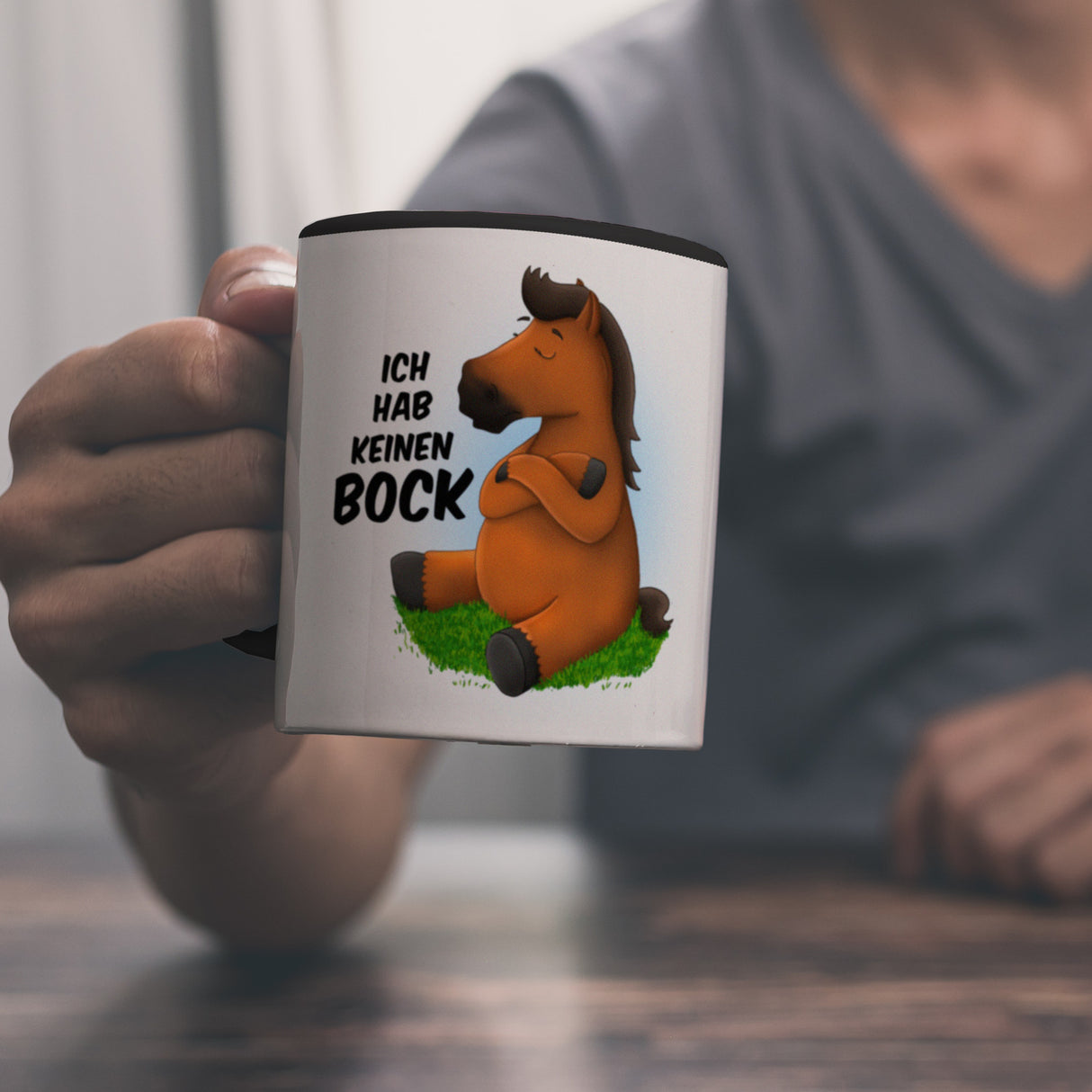 Ich hab keinen Bock Kaffeebecher mit Pferde Motiv