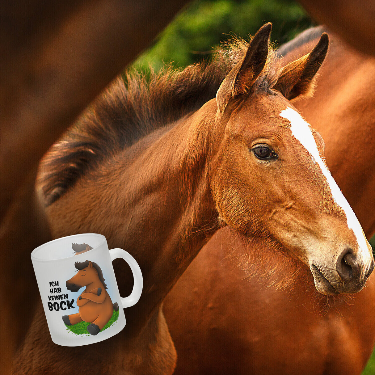 Ich hab keinen Bock Kaffeebecher mit Pferde Motiv