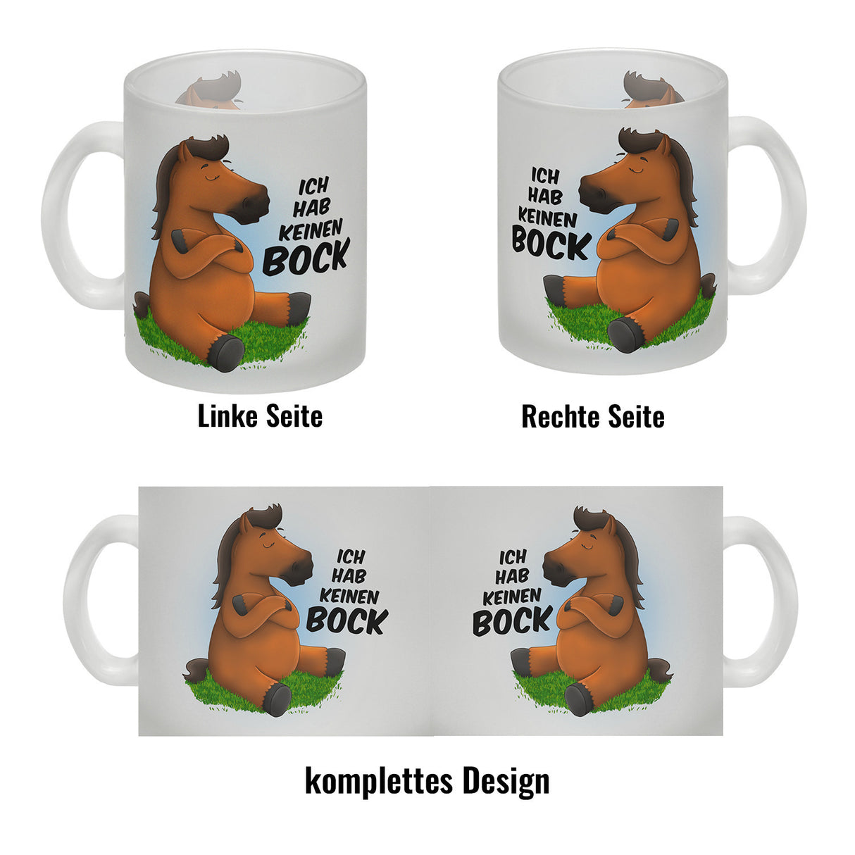 Ich hab keinen Bock Kaffeebecher mit Pferde Motiv
