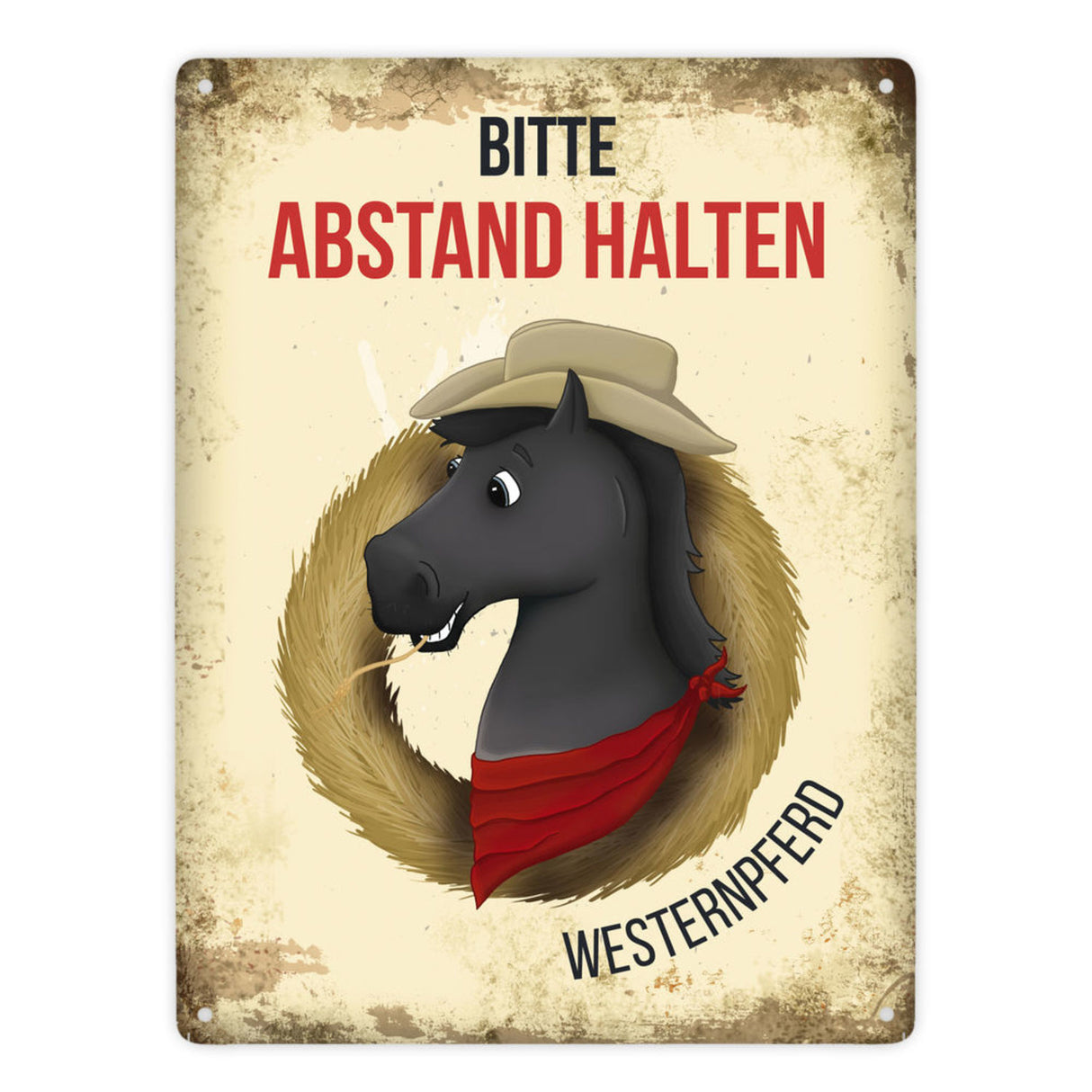 Metallschild mit Westernpferd Motiv für Pferdeanhänger - Pferde, Hängerschild, Westernreiten