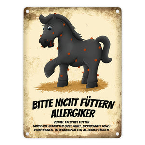 Metallschild mit Pferde Motiv und Spruch: Bitte nicht füttern - Allergiker