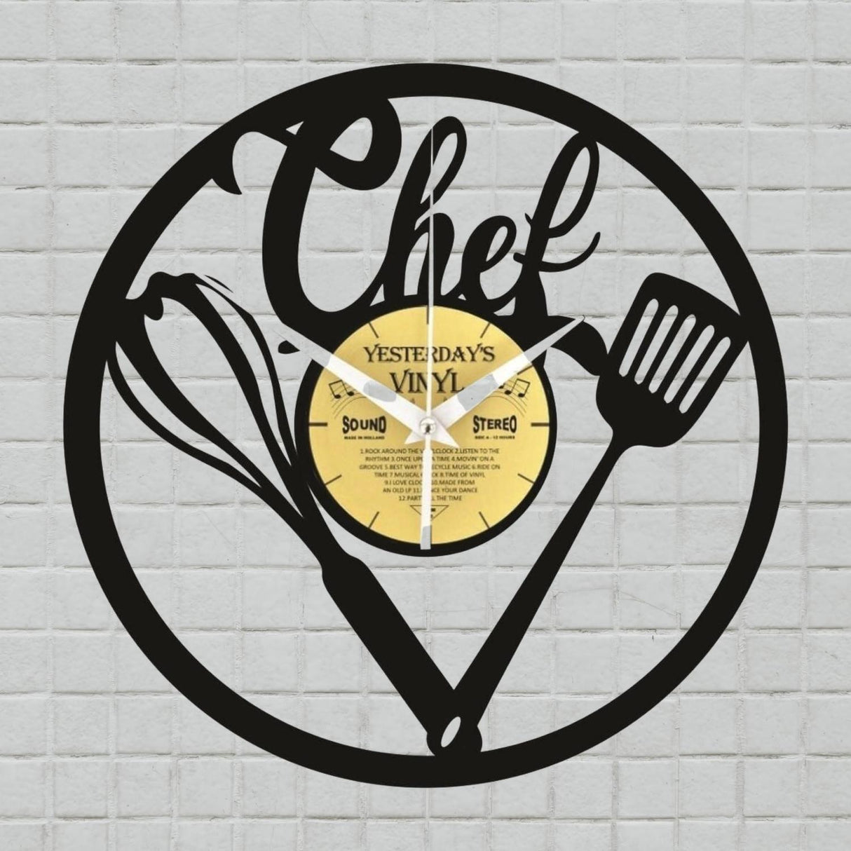 Chef Koch Vinyl Küchenuhr aus einer echten Schallplatte