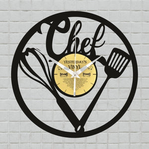 Chef Koch Vinyl Küchenuhr aus einer echten Schallplatte