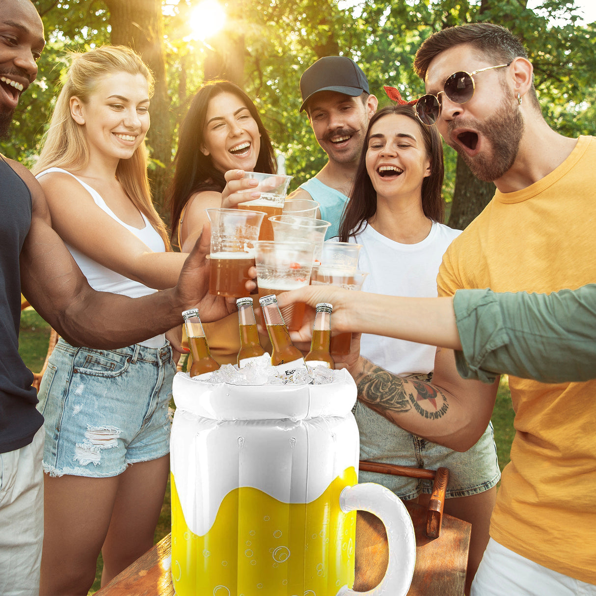 Aufblasbarer Biereimer Getränkekühler Bier Geschenk für Männer Bierkrug Bierkühler