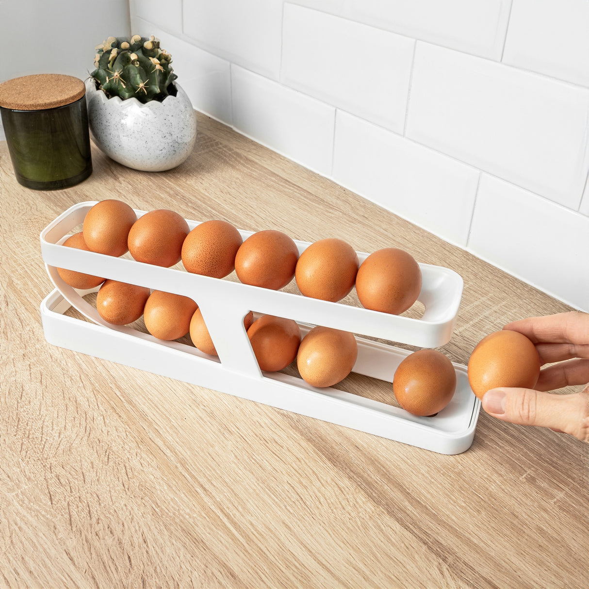 Eierhalter für Kühlschrank Organizer automatisch rollender Eierspender für 12-14 Eier