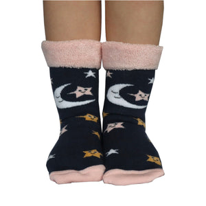 Mond und Sterne Socken Cucamelon Kuschelsocken für Mama und Kind in 38-40 & 1-4 Jahre (2 Paare)
