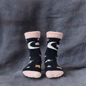 Mond und Sterne Socken Cucamelon Kuschelsocken für Mama und Kind in 38-40 & 1-4 Jahre (2 Paare)