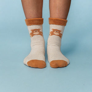 Teddybär Socken Cucamelon Kuschelsocken für Mama und Kind in 38-40 & 1-4 Jahre (2 Paare)