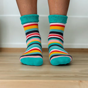 Bunte Streifen Socken Cucamelon Kuschelsocken für Mama und Kind in 38-40 & 1-4 Jahre (2 Paare)