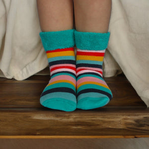 Bunte Streifen Socken Cucamelon Kuschelsocken für Mama und Kind in 38-40 & 1-4 Jahre (2 Paare)
