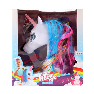 Einhorn Frisierkopf für Mädchen Styling Spiel mit Diadem, bunten Strähnen, Glätteisen und Haarbürste