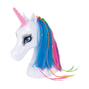 Einhorn Frisierkopf für Mädchen Styling Spiel mit Diadem, bunten Strähnen, Glätteisen und Haarbürste