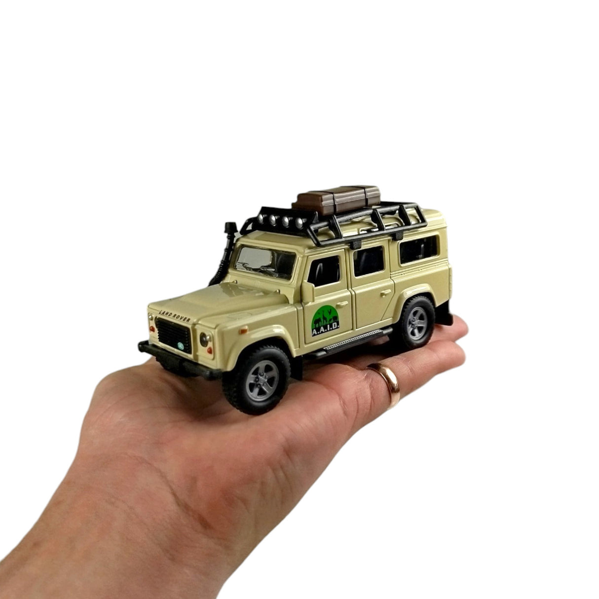 Safari Land Rover mit Anhänger Modellauto Defender Spielzeug mit Pull Back Motor