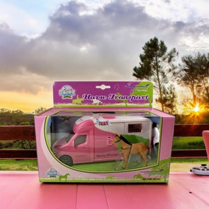 Anemone rosa Pferdetransporter mit Pferd Spielzeugauto mit Licht und Sound