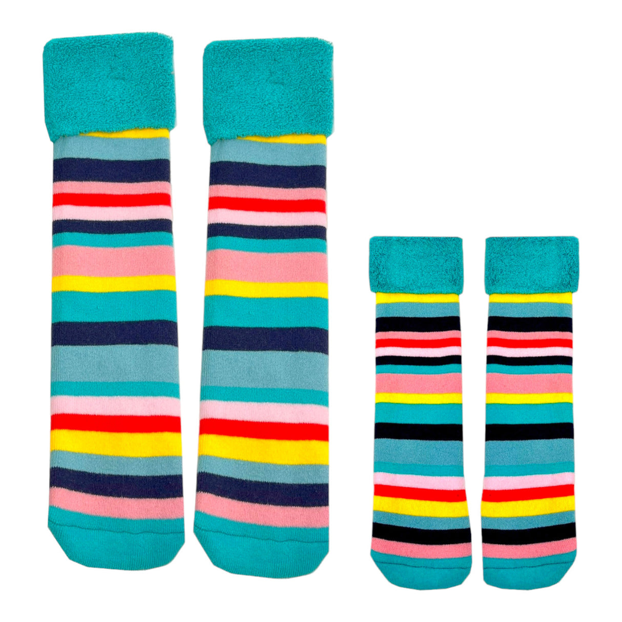 Bunte Streifen Socken Cucamelon Kuschelsocken für Mama und Kind in 38-40 & 1-4 Jahre (2 Paare)
