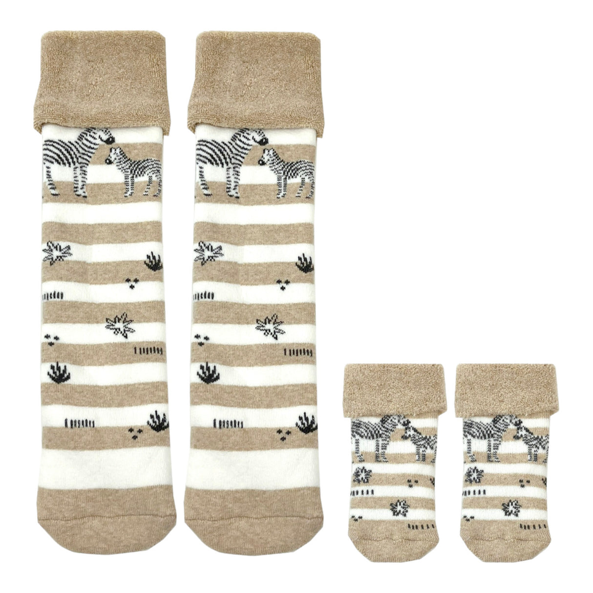 Zebra Socken Cucamelon Kuschelsocken für Mama und Baby in 38-40 und für Neugeborene (2 Paare)