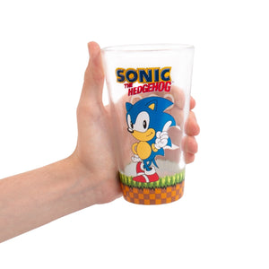 Sonic Glas mit Untersetzer und Schlüsselanhänger im Set