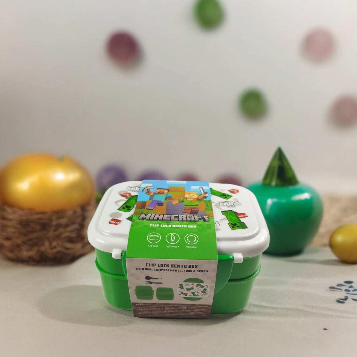 Minecraft Creeper & TNT Bentobox mit Gabel und Löffel