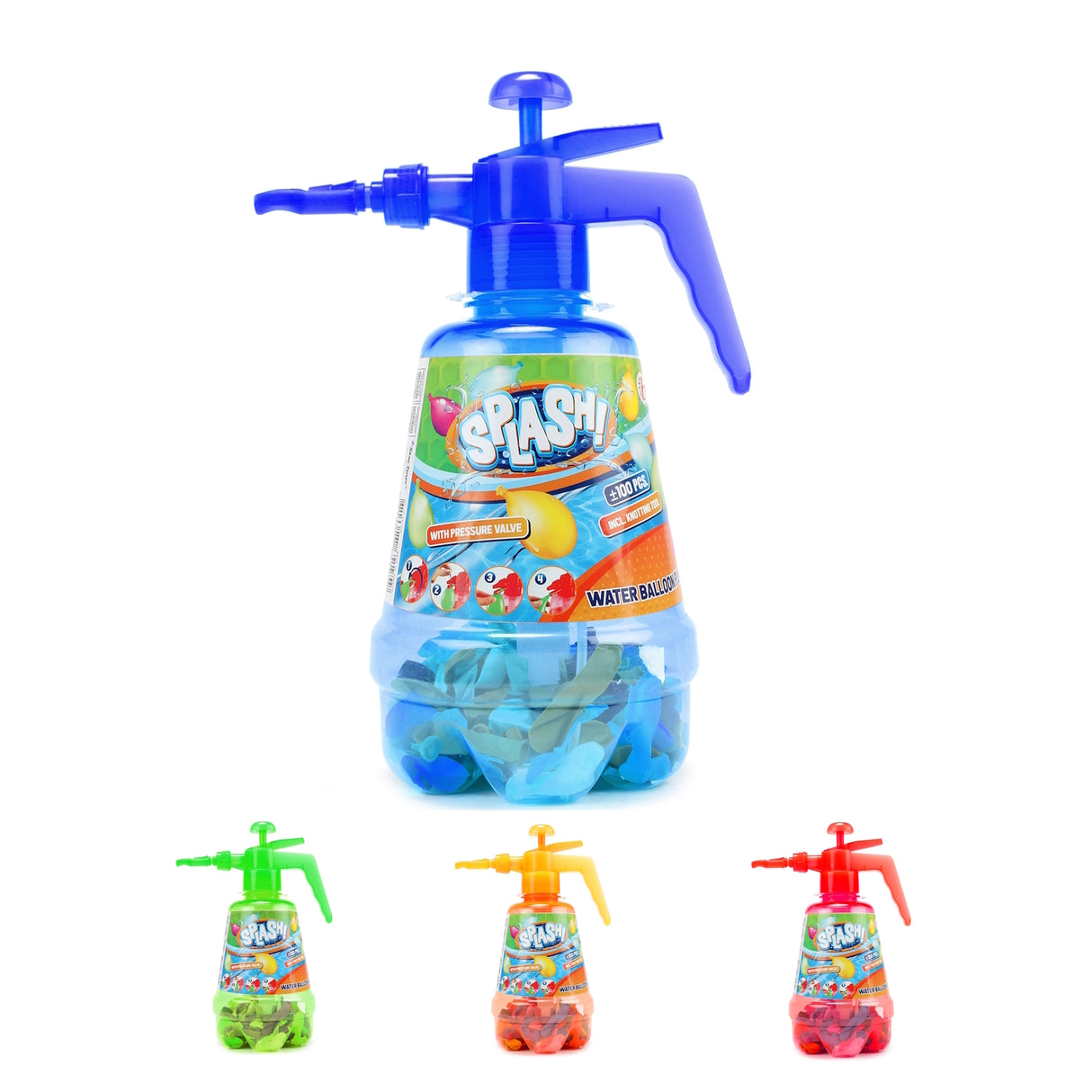 Splash Wasserballonpumpe in zufälliger Farbe mit ca. 100 Wasserbomben
