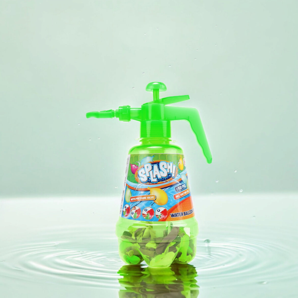 Splash Wasserballonpumpe in zufälliger Farbe mit ca. 100 Wasserbomben