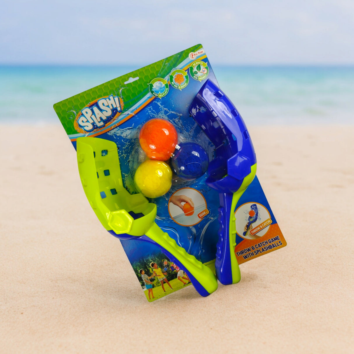 Splash Wasserspiel Ballfangspiel mit 2 Schaufeln und 3 Bällen