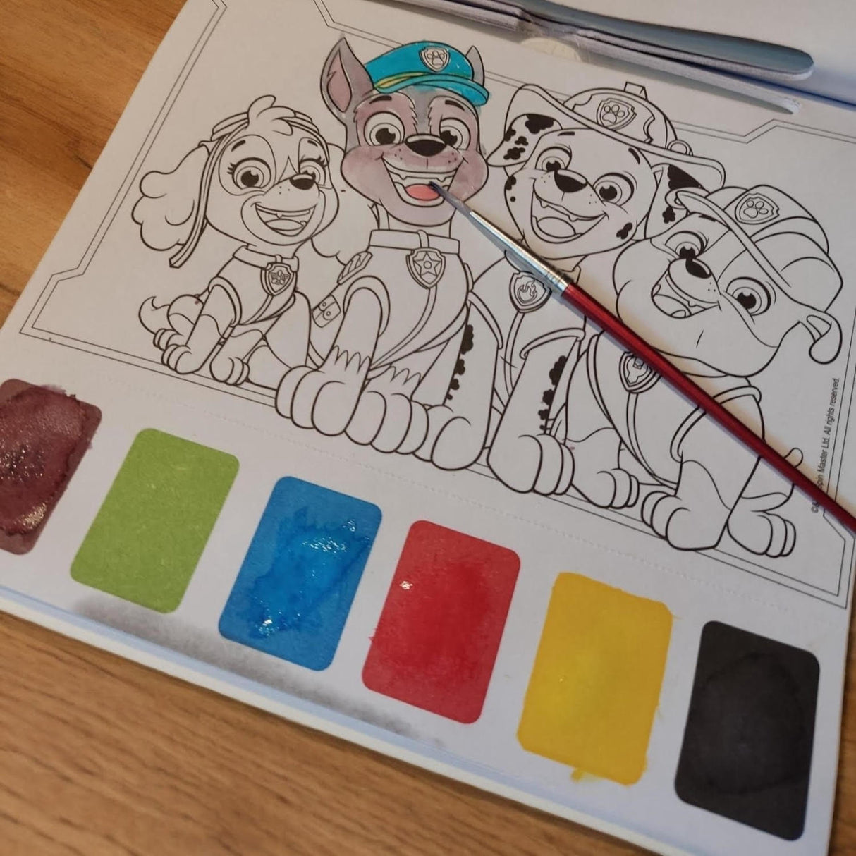 Paw Patrol Wasserfarben Malbuch mit 20 Seiten, Pinsel und Farben
