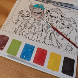 Paw Patrol Wasserfarben Malbuch mit 20 Seiten, Pinsel und Farben