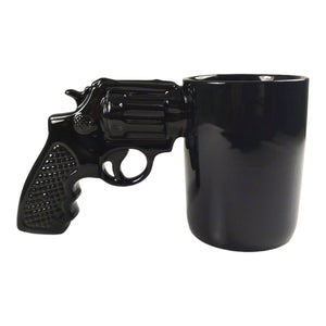 Revolver Kaffeebecher - Pistolen-Tasse in Schwarz