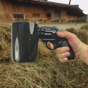 Revolver Kaffeebecher - Pistolen-Tasse in Schwarz