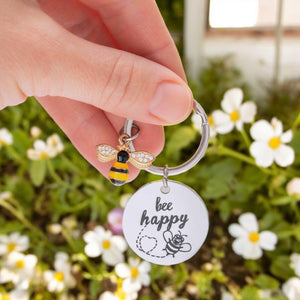 Bee Happy Schlüsselanhänger Bienen Glücksbringer für den Schlüsselbund