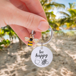 Bee Happy Schlüsselanhänger Bienen Glücksbringer für den Schlüsselbund