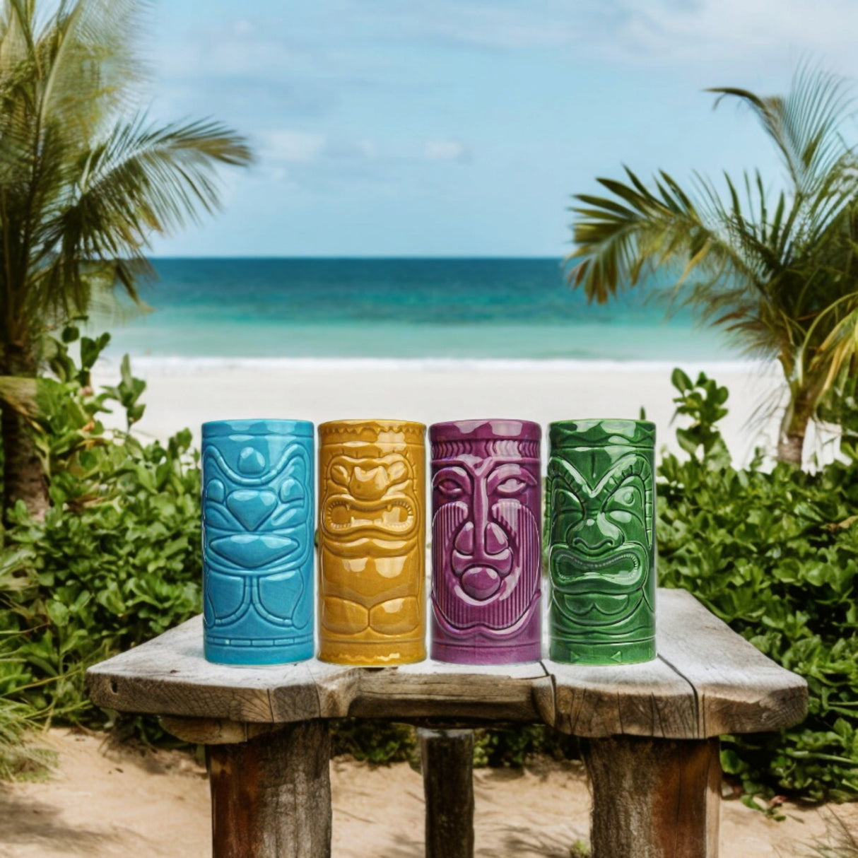 Tiki Cocktailgläser Hawaii Gläser Tiki Totem Cocktailbecher im 4er Set