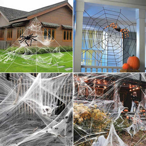 XXL Spinnen Halloween Hausdekoration mit 2 großen und 20 kleinen Spinnen