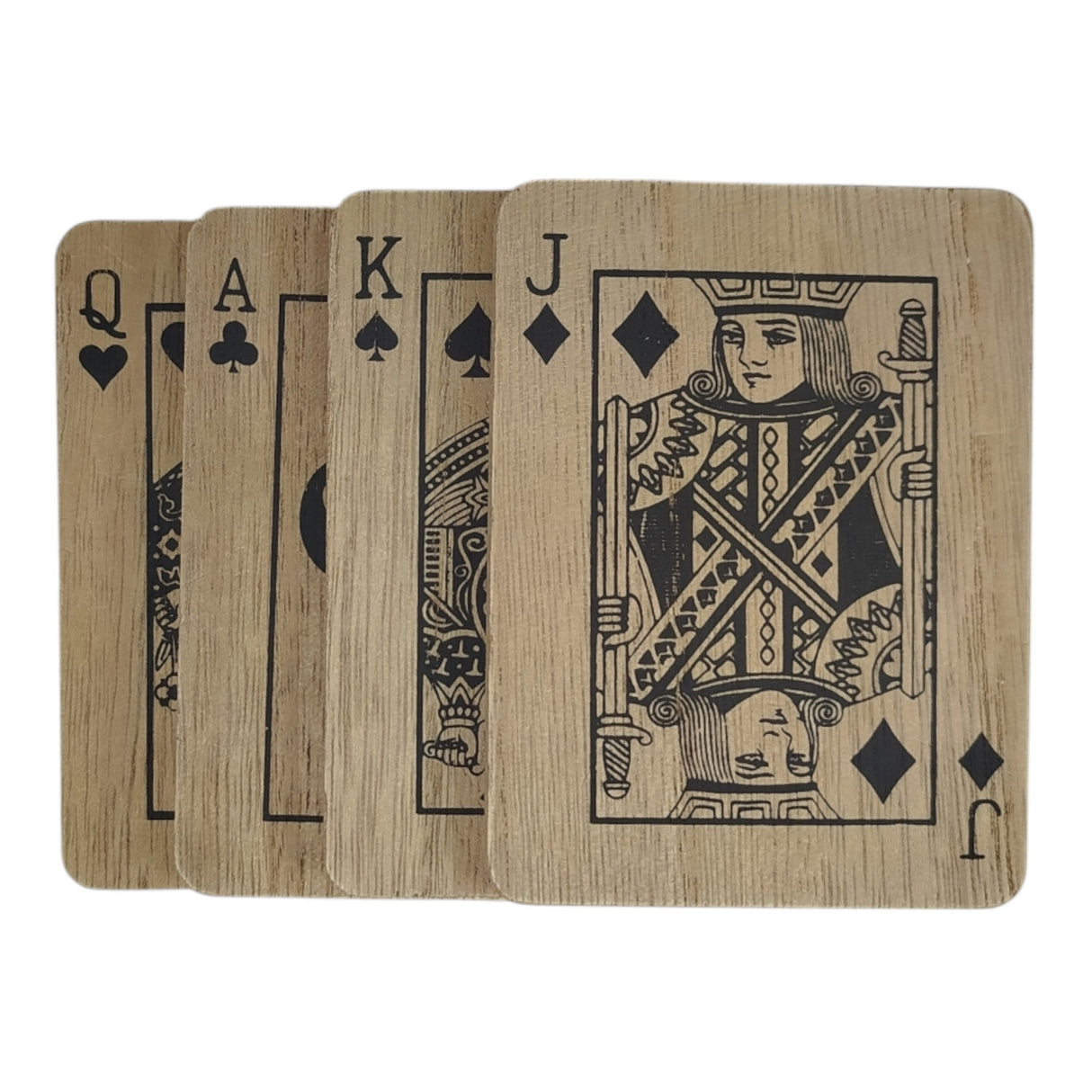 4er Set Kartenspiel Untersetzer aus Holz mit Halterung