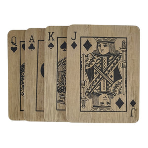 4er Set Kartenspiel Untersetzer aus Holz mit Halterung
