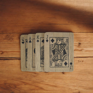 4er Set Kartenspiel Untersetzer aus Holz mit Halterung