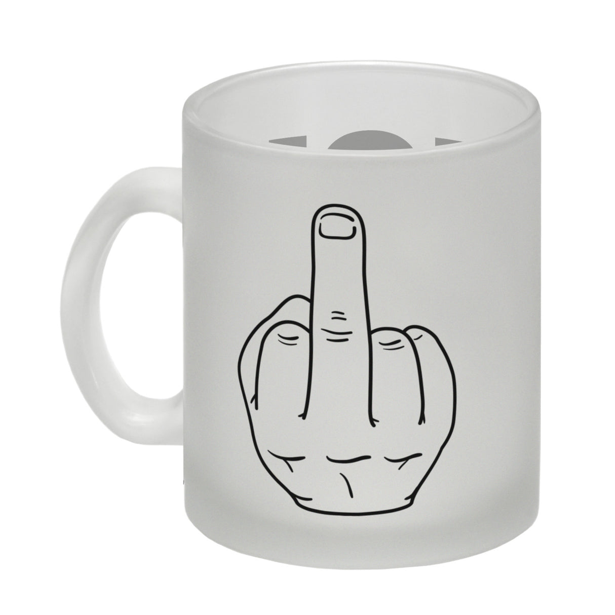 Kaffeebecher mit Mittelfinger Motiv und Spruch: Ich hasse Menschen