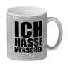 Kaffeebecher mit Mittelfinger Motiv und Spruch: Ich hasse Menschen