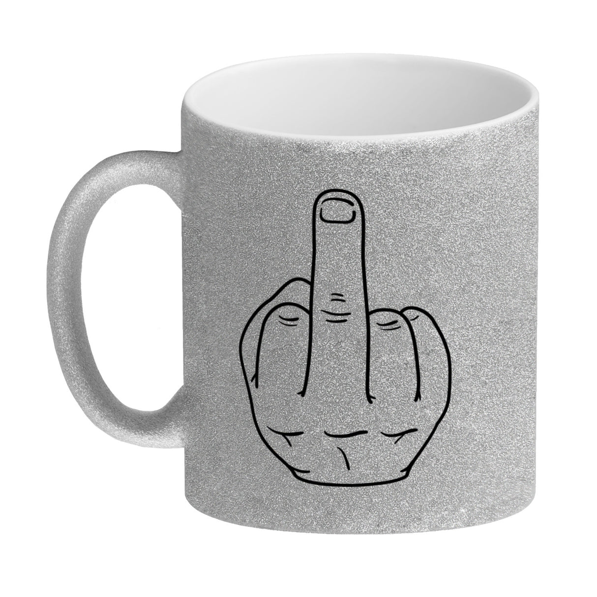 Kaffeebecher mit Mittelfinger Motiv und Spruch: Ich hasse Menschen