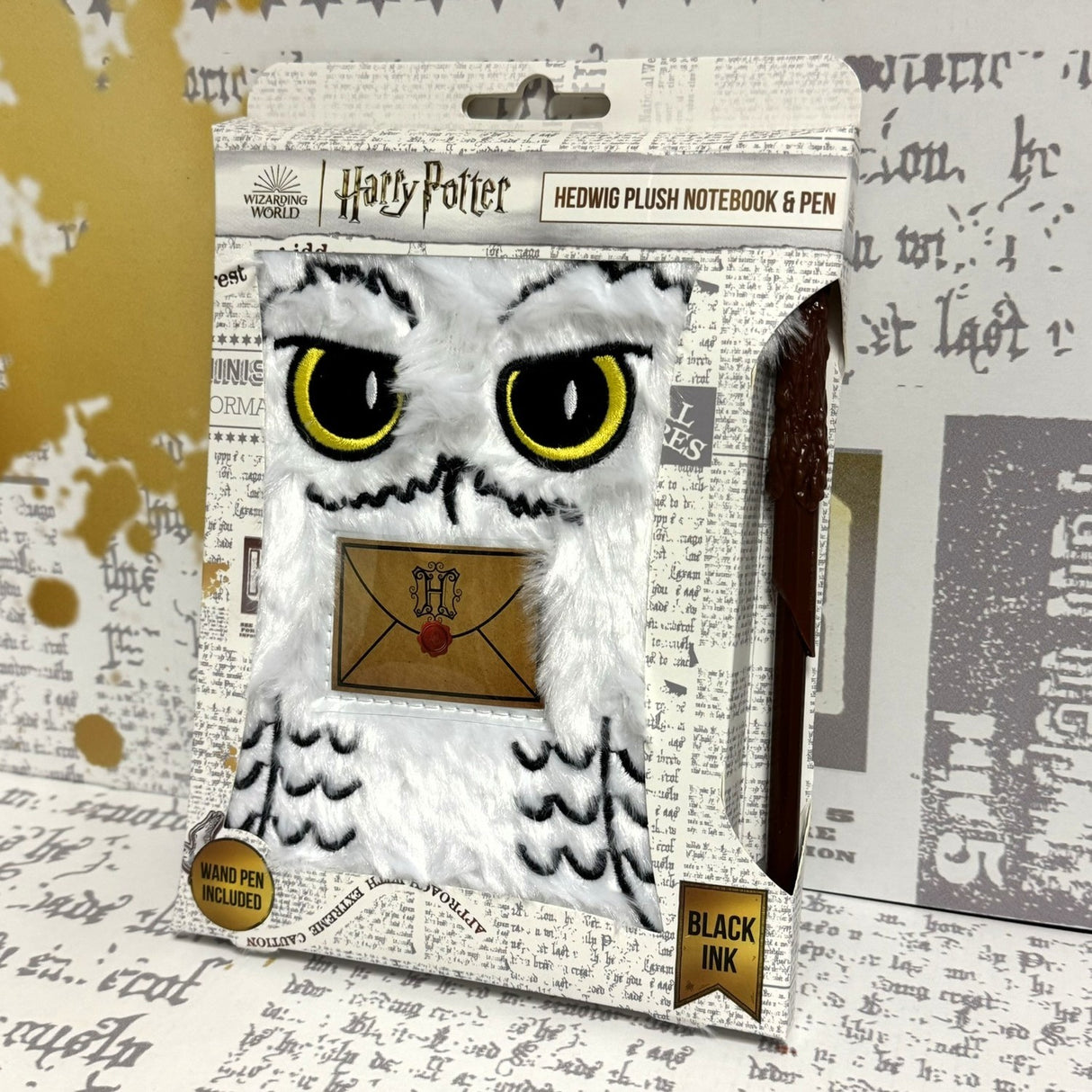 Harry Potter Hedwig Plüsch Notizbuch mit Zauberstab-Kugelschreiber