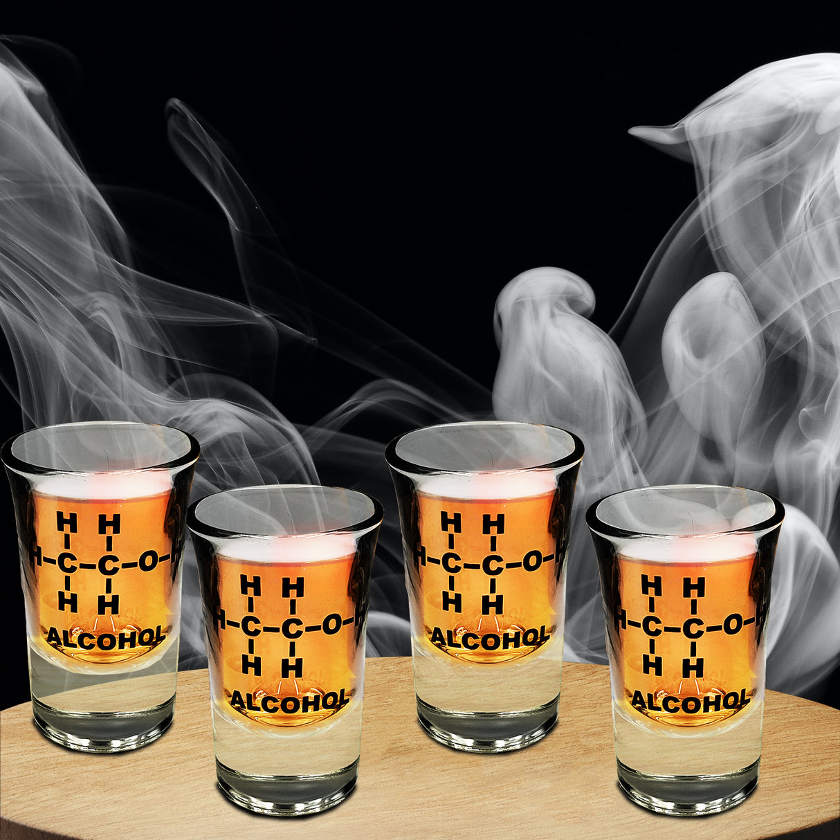 Alkohol Strukturformel Ethanol Schnapsglas im 4er Set