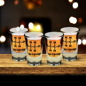 Alkohol Strukturformel Ethanol Schnapsglas im 4er Set