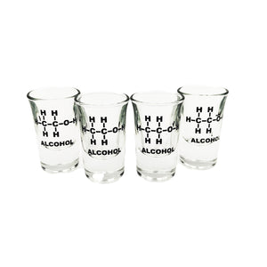 Alkohol Strukturformel Ethanol Schnapsglas im 4er Set