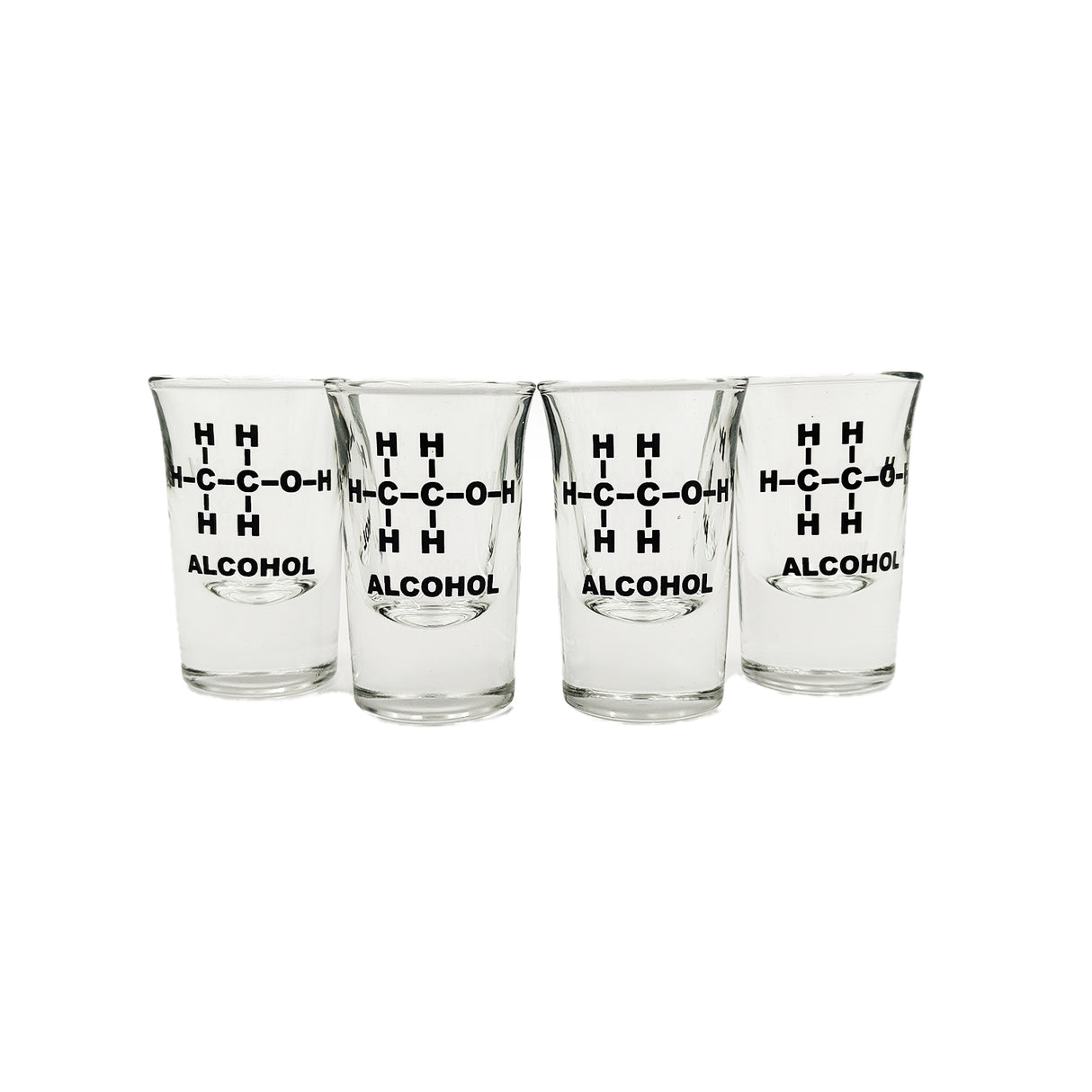 Alkohol Strukturformel Ethanol Schnapsglas im 4er Set